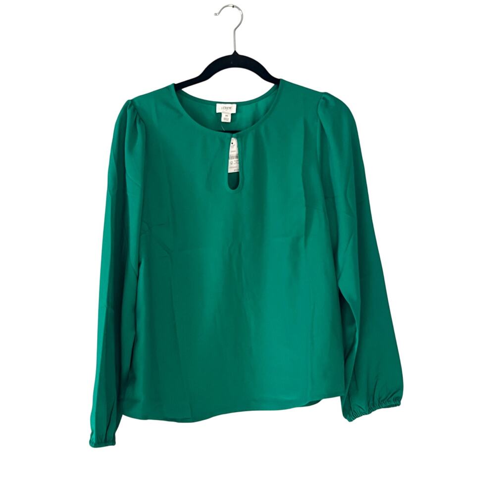 NWT J. Crew Green‎ Women’s Top Blouse Long Sleeve Size M Business Casual Fall